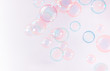 Leinwanddruck Bild - Abstract, Beautiful pink soap bubbles floating background.