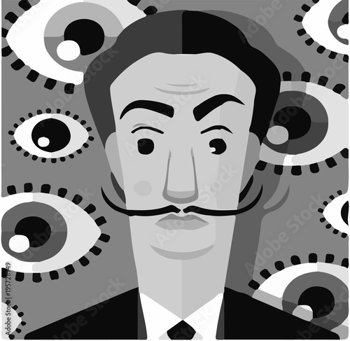 Fototapeta Surrealist painter in oniric eyes background - Illustration Painted Image, Eye,