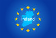 EU - European Union flag and Map of Ireland. vector