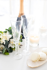 Wall Mural - Beautiful wedding decoration with champagne and flowers, elegant