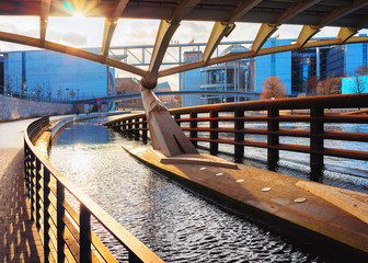 Sticker - Sunset at bridge at German Bundestag Parliament building in Berlin