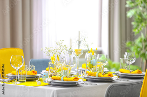 Beautiful Easter table setting with decorations - Buy this stock ... Beautiful Easter table setting with decorations - Buy this stock ...