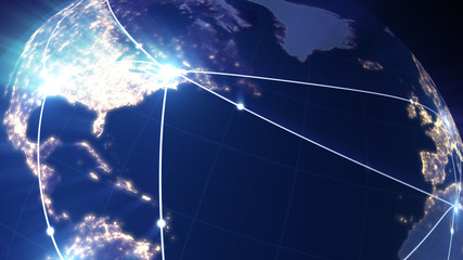 Wall Mural - Global business concept of connections and information transfer in the world 3d illustration