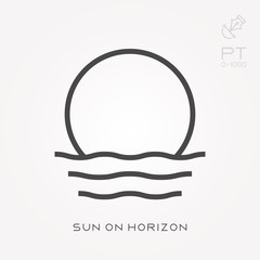 Wall Mural - Line icon sun on horizon