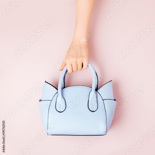 Fotografie, Obraz Female hands holds handbag on pink background
