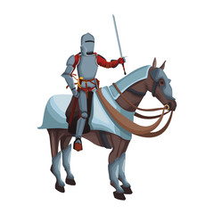 Medieval warrior on horse vector illustration graphic design