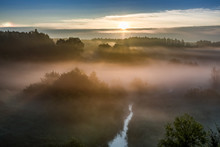 Sunrise At Foggy Valley In Autumn, Poland