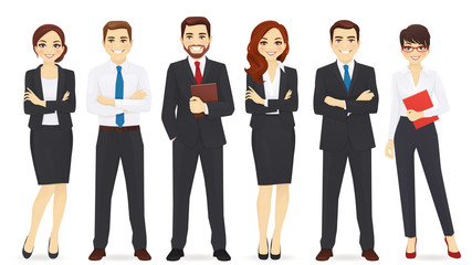 Wall Mural - Group of business man and woman vector illustration set