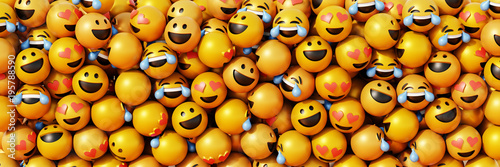 Fotomural Infinite emoticons 3d rendering background, social media and communications conc