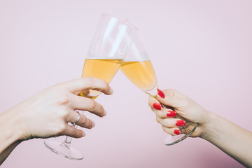 Wall Mural - Close up of Two woman hands making good cheer