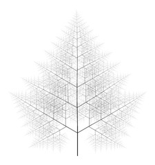 Wall Mural - flat vector computer generated self-similar l-system branching tree fractal - generative art