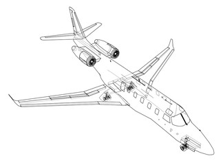 Aufkleber - Airplane blueprint. Vector