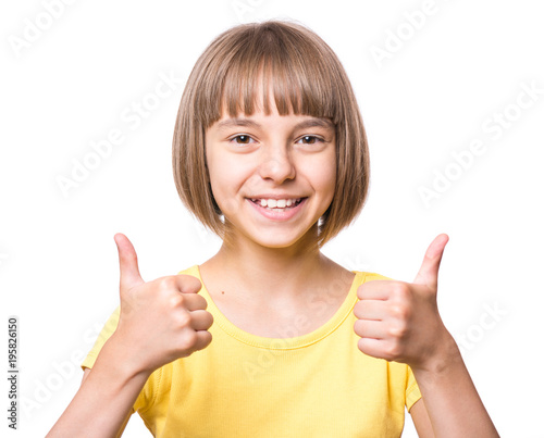 Close Up Emotional Portrait Of Caucasian Little Girl Funny Kid