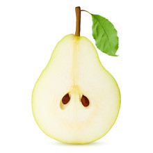 Half Pear, Slice, Isolated On White Background, Clipping Path