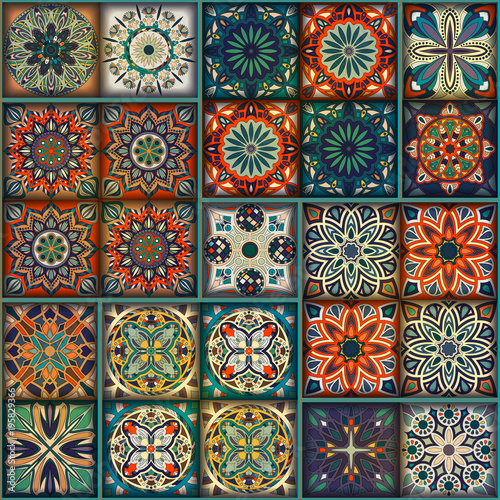 Foto-Lamellenvorhang - Seamless pattern with decorative mandalas. Vintage mandala elements. Colorful patchwork. (von somber)