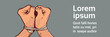 © mast3r - Hands Tied With Rope Isolated Colorful Sketch Over Horizontal Banner With Copy Space Vector Illustration