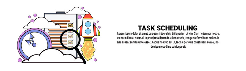 Poster - Task Scheduling Planning Concept Horizontal Banner With Copy Space Vector Illustration