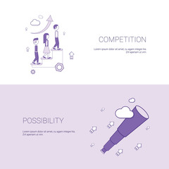 Poster - Business Competition And Possibility For Development Template Web Banner With Copy Space Vector Illustration