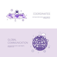 Poster - Gps Coordinates Map And Gobal Communication Template Web Banner With Copy Space Vector Illustration