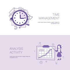 Poster - Time Management And Analysis Activity Concept Template Web Banner With Copy Space Vector Illustration