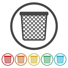 Canvas Print - Vector Recycle Bin Trash and Garbage icon, 6 Colors Included