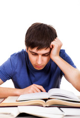 Canvas Print - Sad Student with a Books