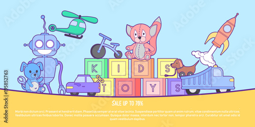 Cute kids toys shop banner ...