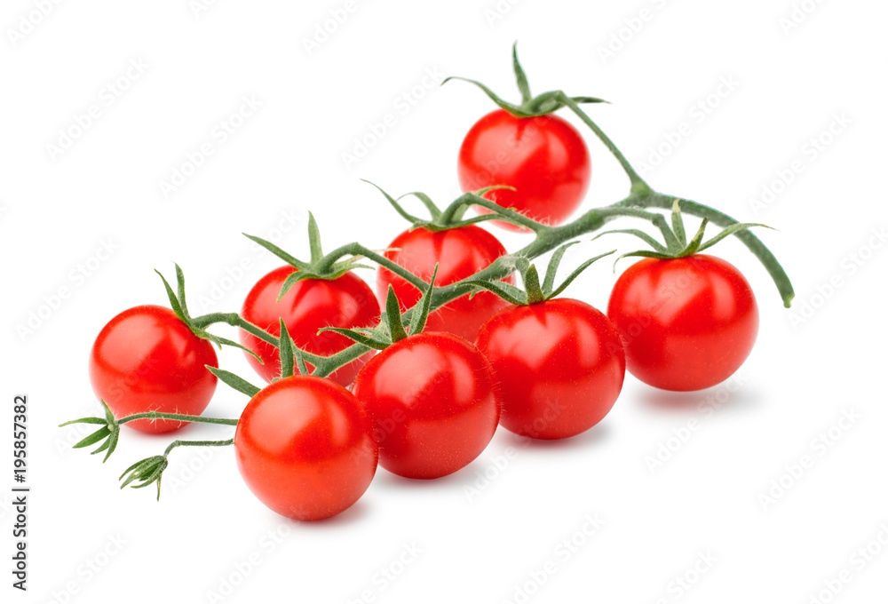 Bunch of cherry tomatoes isolated on white background. Stock Photo ...