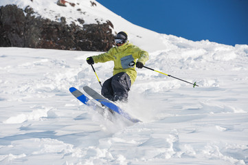 Wall Mural - Man amazingly skiing in beautiful Gudauri, Georgia