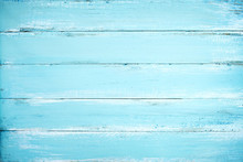 Vintage Beach Wood Background - Old Weathered Wooden Plank Painted In Blue Color.
