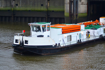 river ship in the port of Hamburg