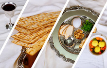 Passover Jewish Food Pesach Matzo And Matzoh Bread Photo Collage Different Picture