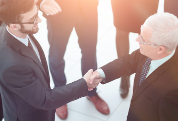 Business handshake and business people conce