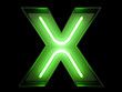 Neon green light alphabet character X font