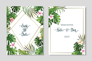 Floral set. Wedding Invitation, save the date, rsvp, invite card. Vector illustration. Celebration template