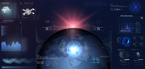 Wall Mural - Sci-Fi Futuristic HUD Dashboard Display. Vitrual Reality Technology Screen