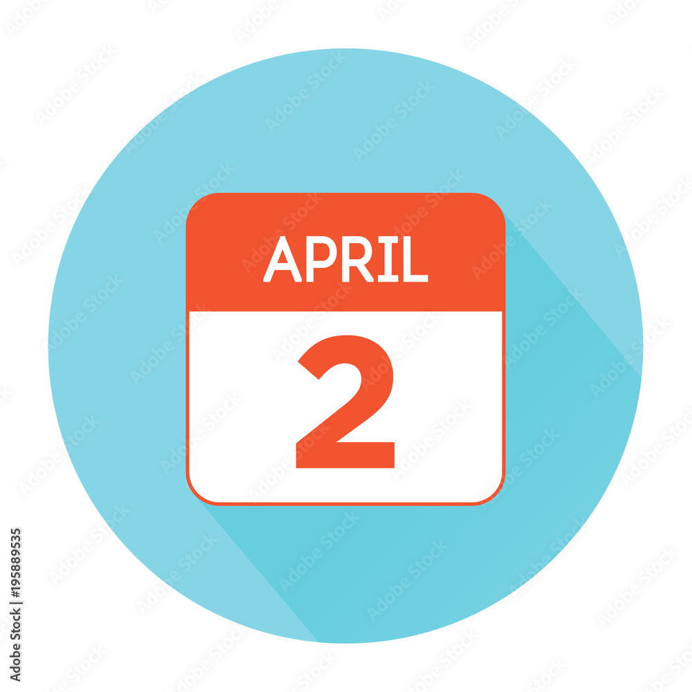 april 2 calendar icon flat vector, celebration, birthday, wedding ...