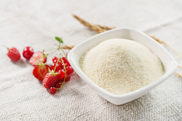 Wall Mural - Raw unprepared semolina in bowl