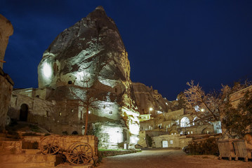 Top view of houses in mountains. City landscape. Turkey. Cappadocia