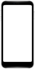 Fototapete - Brand new smartphone black color with blank screen  mockup. Front view of modern android multimedia smart phone easy to edit and put your image.