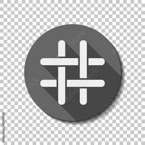 Hashtag Icon White Flat Icon With Long Shadow In Circle On