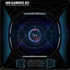 Poster - Futuristic VR Head-up Display Design. Sci-Fi Helmet HUD. Future Technology Display Design.