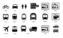 Set Transport Icons On White Background. Vector Elements, Ready To Use. EPS10