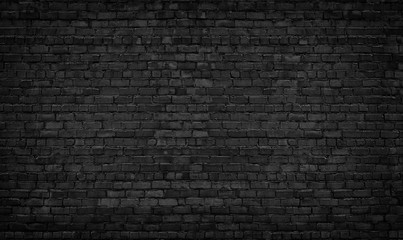 Wall Mural - black brick wall background. texture dark masonry