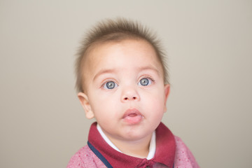 blue-eyed baby boy on white background - isolated background - portrait