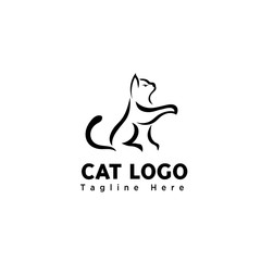 Poster - stand cat brush art elongate hand logo