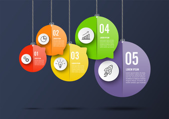 Poster - Infographics design vector and marketing icons can be used for workflow layout, diagram, annual report, web design. Business concept with 5 options, steps or processes.