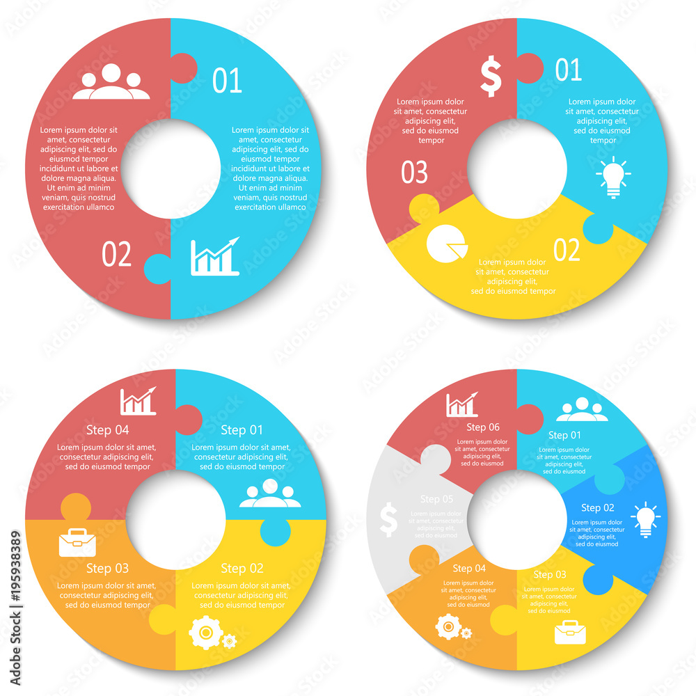 Vector circle puzzle for infographic. Template for round diagram, graph ...