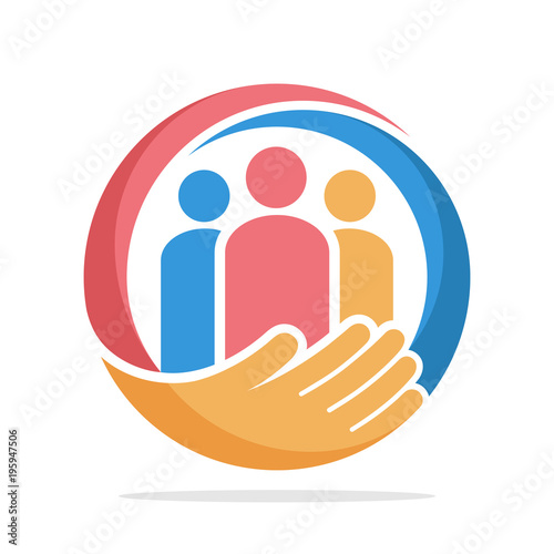 Fotografie, Obraz icon logo with the concept of family care, care about humanity