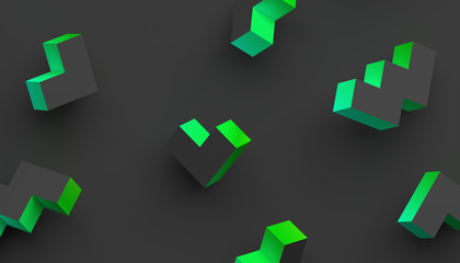 Poster - Abstract 3d rendering of geometric shapes. Modern background with simple forms. Minimalistic design for poster, cover, branding, banner, placard.
